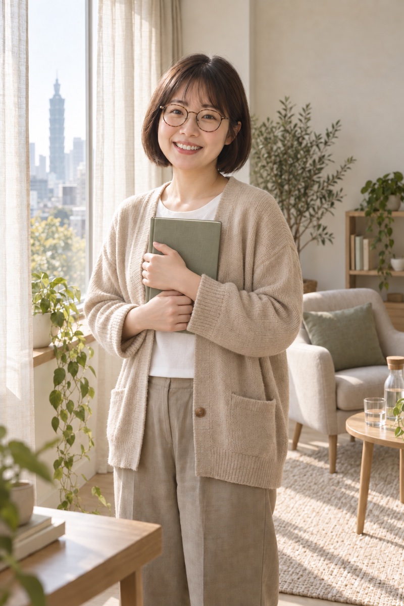 吳采薇心理師站在窗邊